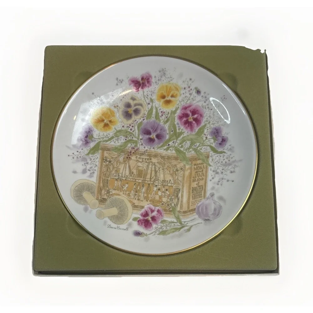 Vintage Davis Carroll Collector Plate Pansies in Antique Floral Heirloom Plate